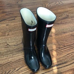 Hunter Wedge Black Rain Boots Sz 6